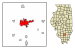 Jefferson County Illinois Incorporated and Unincorporated areas Mount Vernon Highlighted